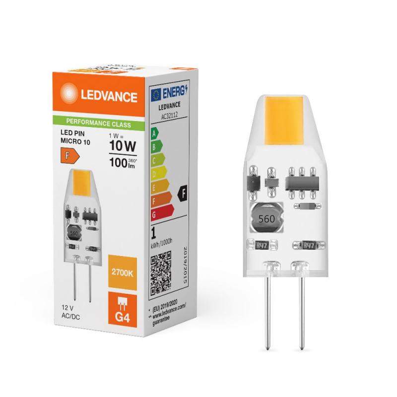 Ledvance G4 LED Stiftsockel Lampe PIN Micro 1W wie 10W 2700K warmweißes Licht 12V Niedervolt